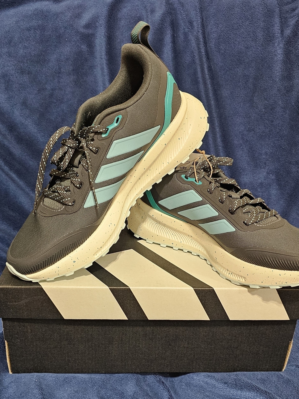 adidas Women's Charcoal Sneakers with Teal Stripes